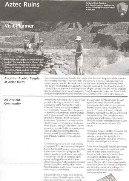 Aztec Ruins National Monument Brochure